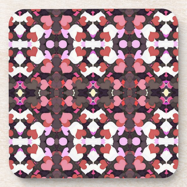 HEARTS WITH LOVE BEVERAGE COASTER (Front)