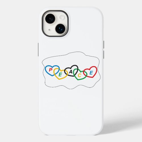 Hearts with Olympic colors and text peace Case_Mate iPhone 14 Plus Case
