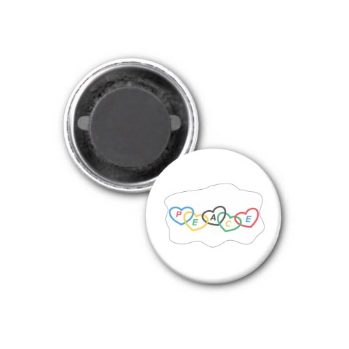 Hearts with Olympic colors and text peace Magnet