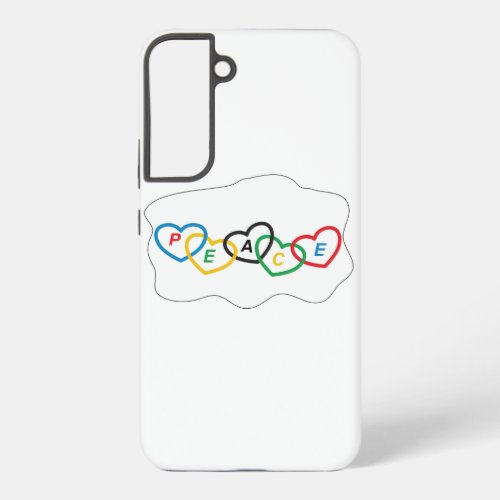 Hearts with Olympic colors and text peace Samsung Galaxy S22 Case