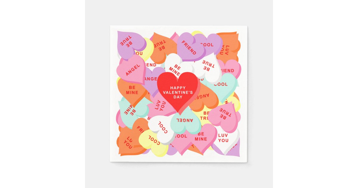 Hearts With Sayings Valentine S Day Paper Napkins Zazzle Com
