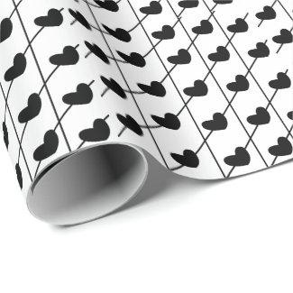 Hearts with Stripes Black and White