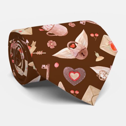 Hearts With Wings And Locks  Neck Tie