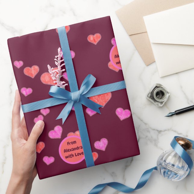 Hearts with your Name Wrapping Paper (Gifting)