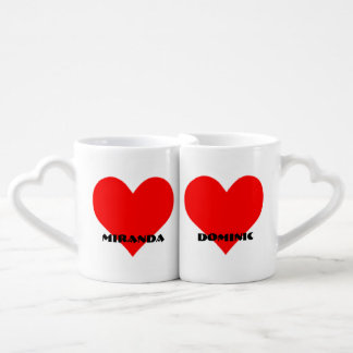 Hearts with your Names Coffee Mug Set