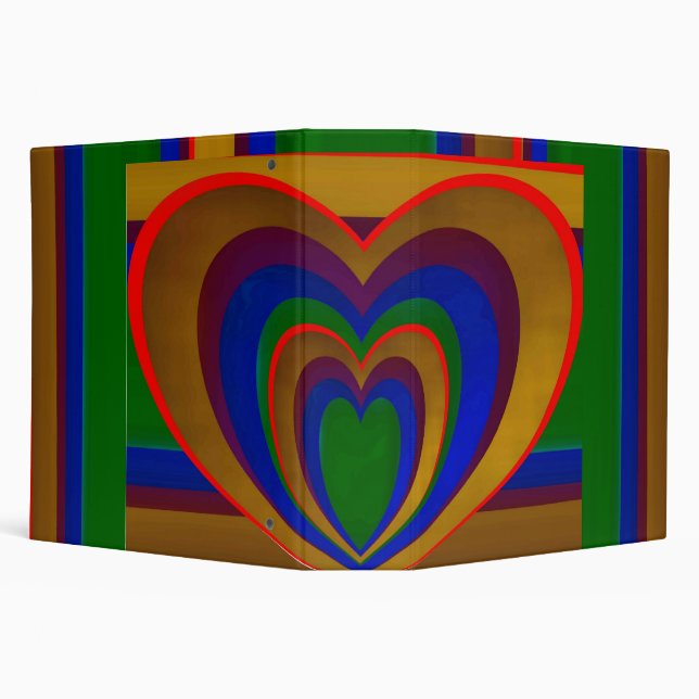 Hearts Within Hearts on Stripes. Binder (Background)