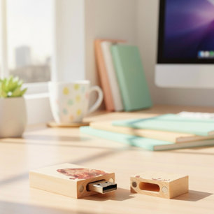 Hearts Wood Flash Drive