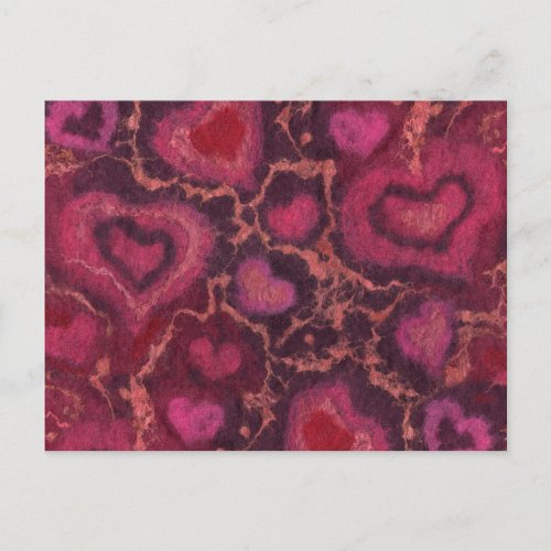 Hearts Wool Painting Romantic Love Valentines Day Postcard