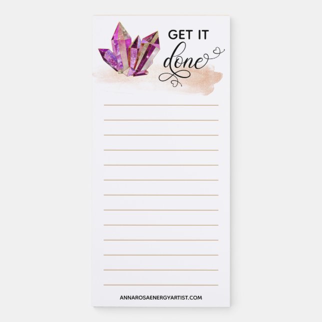 *~* Hearts Words GET IT DONE Crystals Rose Gold Magnetic Notepad (Front)