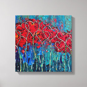 Hearts Wrapped Canvas Print