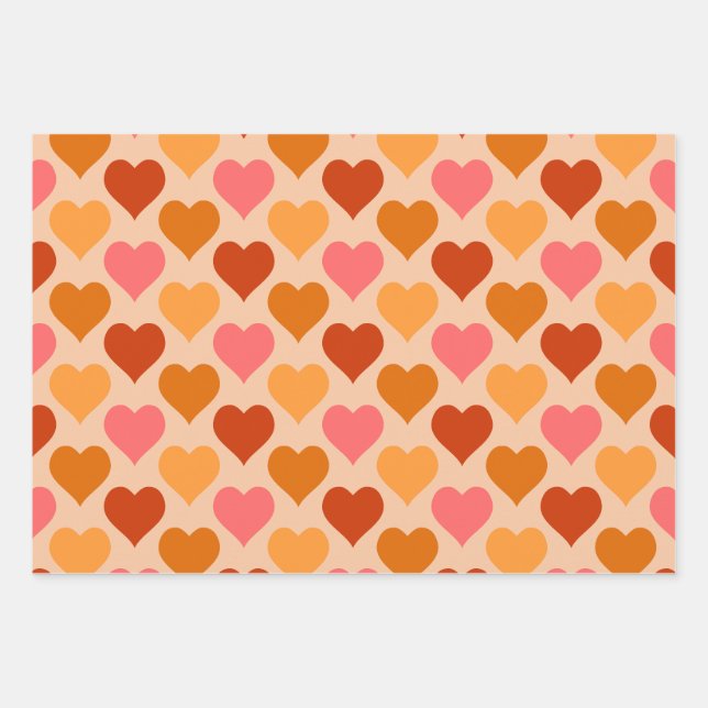 Hearts Wrapping Paper Sheets (Front)