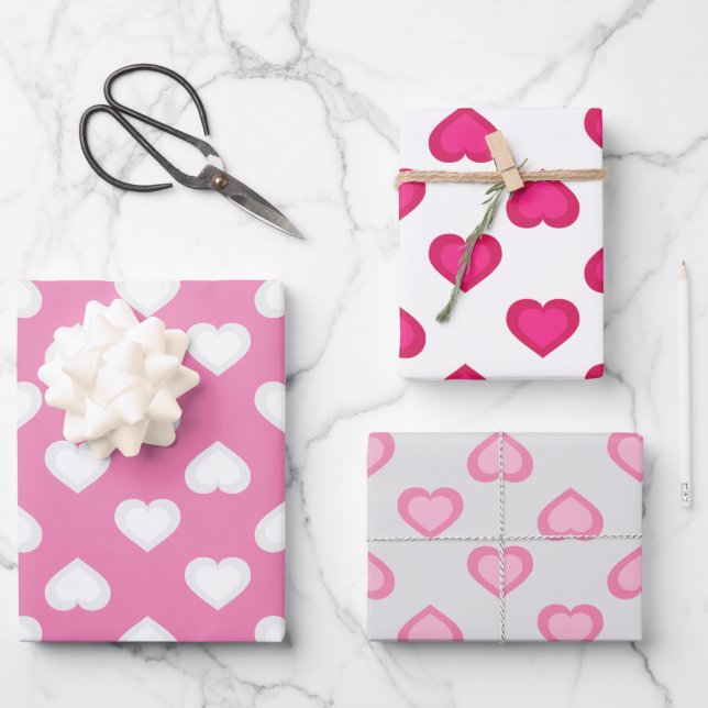 Hearts Wrapping Paper Sheets (Front)