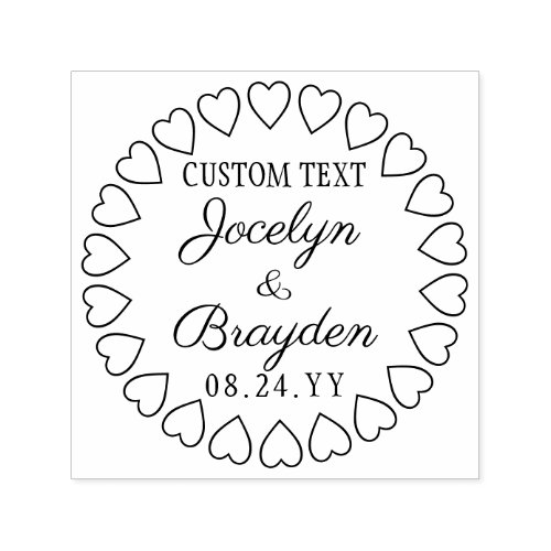 Hearts Wreath Wedding Thank You or Save the Date Self_inking Stamp