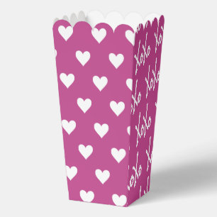 Hearts XOXO Pattern Magenta Hot Pink and White Favor Boxes