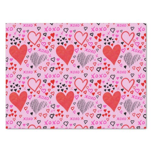 Hearts XOXO Pink Pattern  Tissue Paper