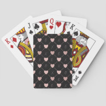 Hearts & X's & O's Playing Cards In Black.