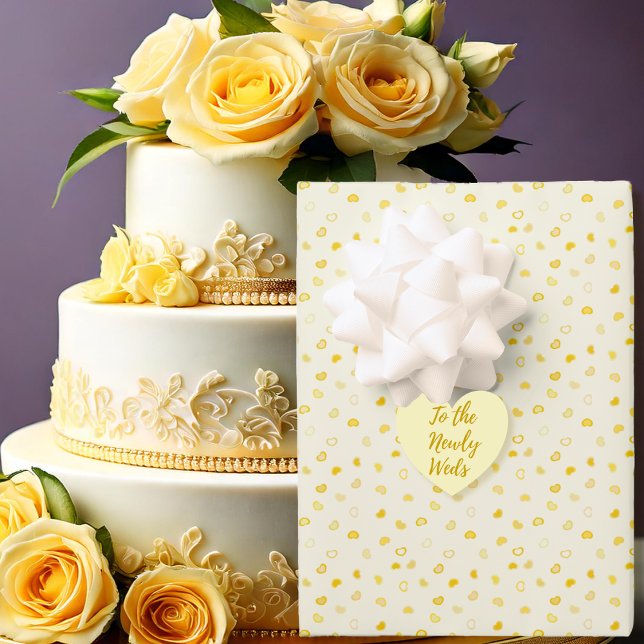 Hearts-Yellow Wedding-Mothers Day-Valentine Wrapping Paper Sheets (Hearts-2Yellow Wedding-Mothers Day-Valentine Wrapping Paper Sheets - Wedding Cake -by Leapfroglisics)