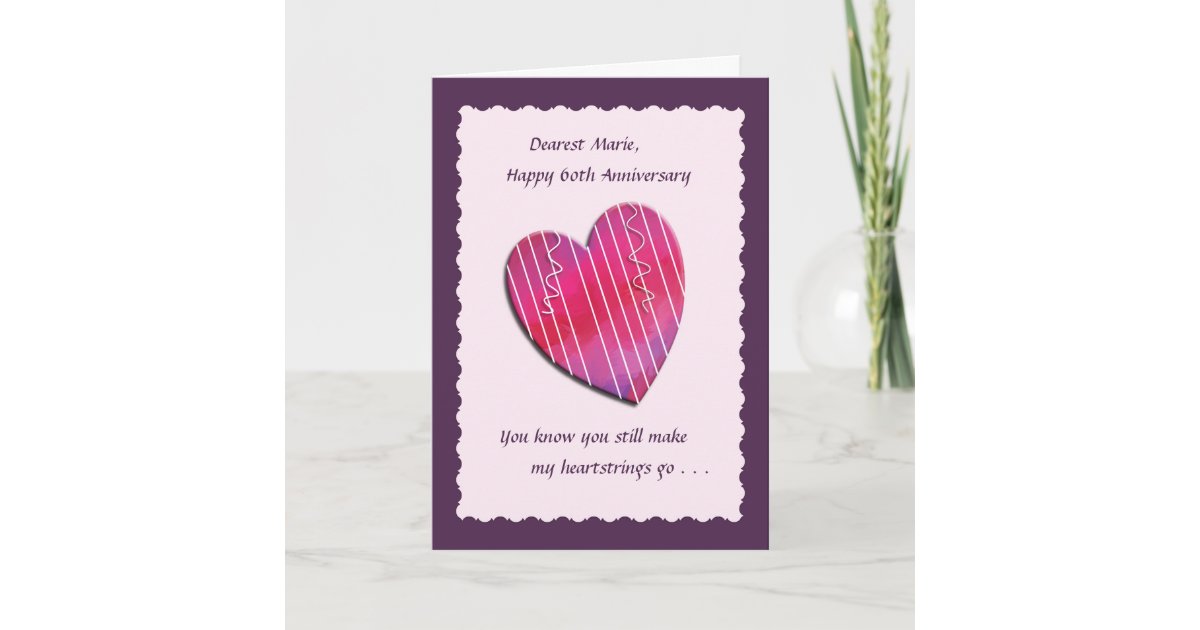 60th Wedding Anniversary Card - Happy 'Diamond' Anniversary - 60 Years -  Red Heart Collection