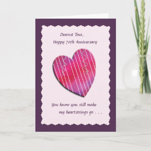Heartstrings 70th Wedding Anniversary Card