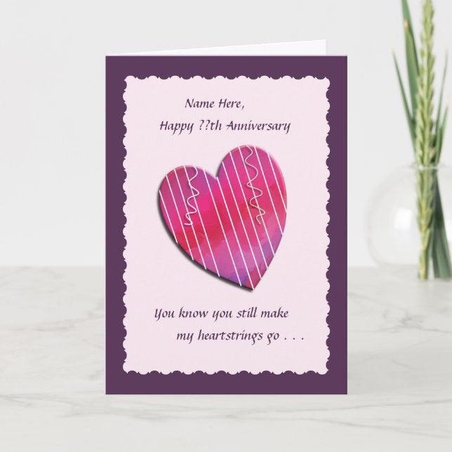 Heartstrings Any Year Wedding Anniversary Card (Front)