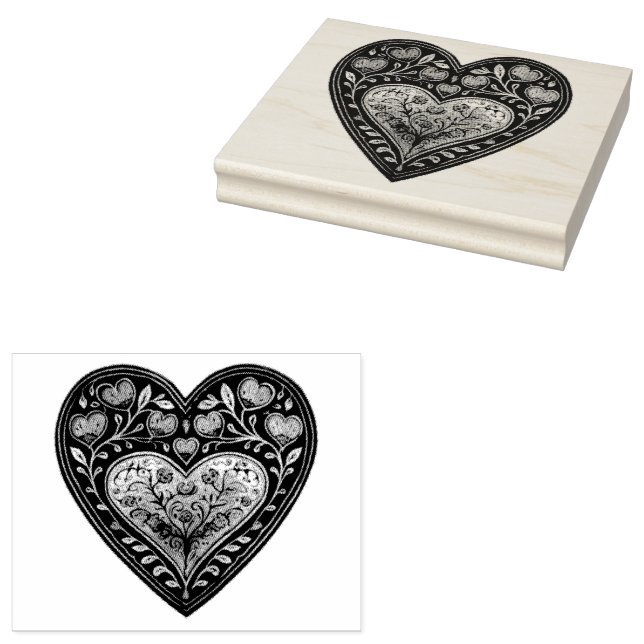  Heartstrings Craft: Gouache Valentine Hearts Rubber Stamp (Stamped)