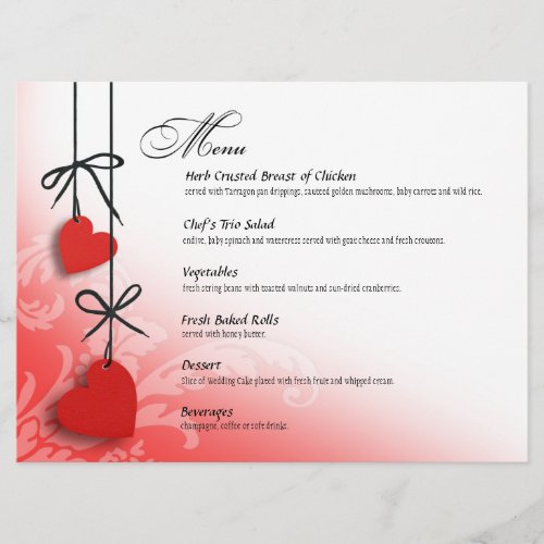 Heartstrings Dinner Menu red