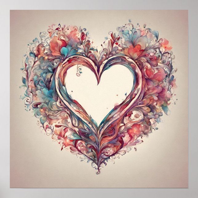 Heartstrings- watercolor heart painting poster (Front)