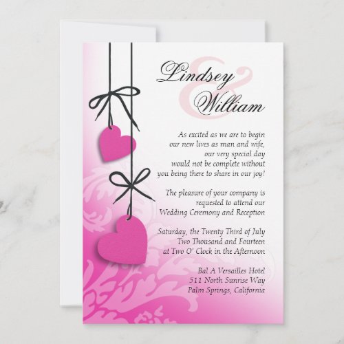 Heartstrings Wedding fuschia Invitation