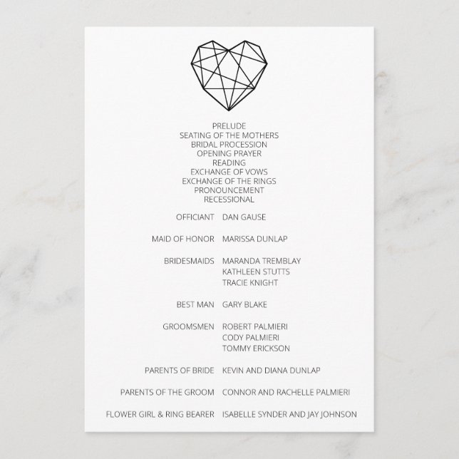 Heartstrings Wedding Program (Front)