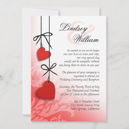 Heartstrings Wedding red Invitation