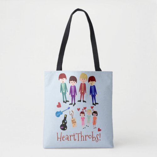 Heartthrobs Cute Retro Music Band Illustration Tote Bag