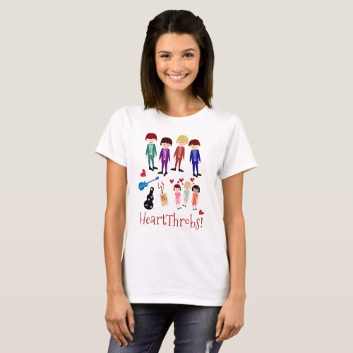 Heartthrobs Retro Band Illustration T_Shirt