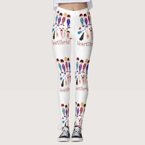 Heartthrobs Vintage Cartoon Character Retro Art Leggings