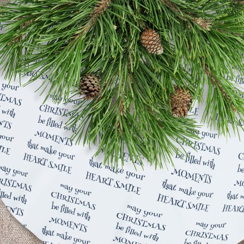 Heartwarming Christmas Quote Pattern Navy White Brushed Polyester Tree Skirt