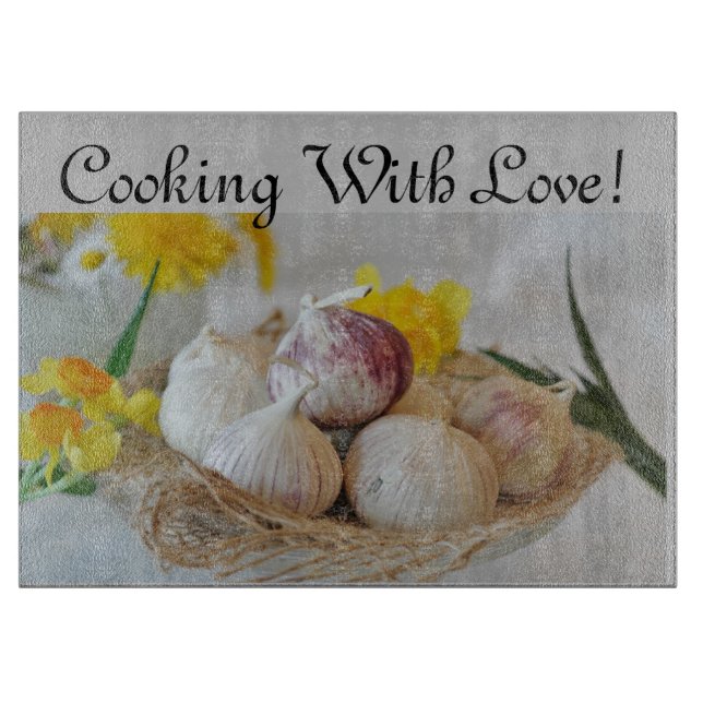 Heartwarming "Cooking with Love" Cutting Board (Front)