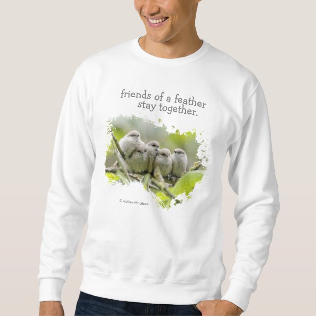 Heartwarming Cute Bushtits Songbirds Family Photo Sweatshirt (Front)