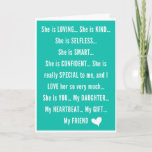 Heartwarming Daughter Birthday Wishes Card<br><div class="desc">Inspirational Birthday Message for a LOVING, KIND, SELFLESS, SMART, CONFIDENT, and SPECIAL Daughter from Mom or Dad. If your daughter is your heartbeat, this is the perfect birthday greetings! An emotional birthday message from the heart from mother, and/or father. It's your daughter's birthday... Let her know just how special she...</div>