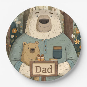 Heartwarming Father's Day Illustration of Bears Paper Plates