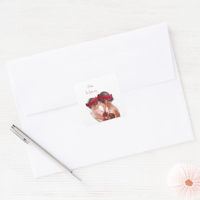 Heartwarming Floral Personalized Gift Square Sticker (Envelope)