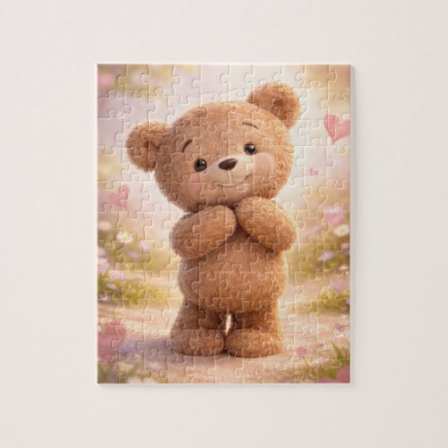 Heartwarming Love: Cute 3D Cartoon Teddy  Jigsaw Puzzle
