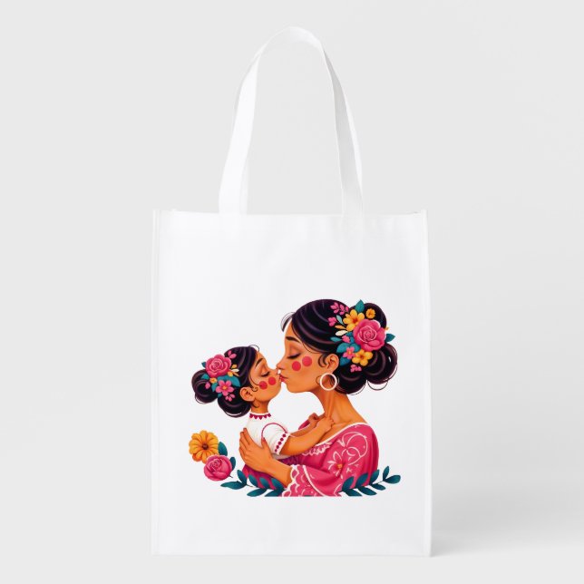 Heartwarming Mother & Child Love Reusable Tote Bag (Front)