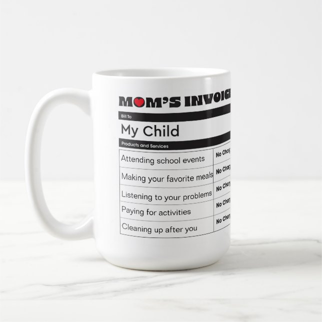 Heartwarming Mother’s Invoice - Your Appreciation Coffee Mug (Left)