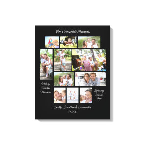 Heartwarming Quotes 11 Photo Collage Black Canvas Print