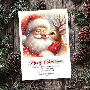 Heartwarming Santa And Rudolph Story Christmas  Holiday Card