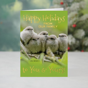 Heartwarming Songbirds Family Christmas Happy Foil Holiday Card