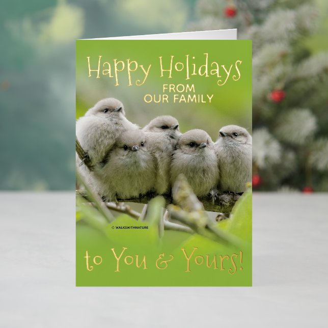 Heartwarming Songbirds Family Christmas Happy Foil Holiday Card (Holiday In Situ)