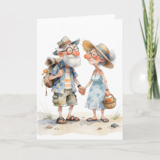 Heartwarming Watercolor Senior Couple Design Card
