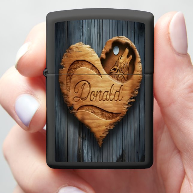 Heartwood Wolf Howl Zippo Lighter (In Hand)