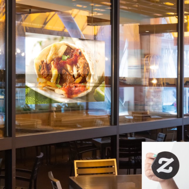 Hearty Chorizo Breakfast Burrito Mexican Food Pic Window Cling (Restaurant Window)