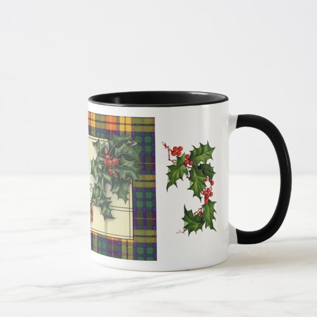 Hearty Christmas Greetings, Buchanan tartan Mug (Right)
